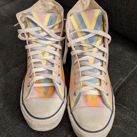 Pastel Rainbow Stripe Converse All-stars W9 - Picture 7 of 8